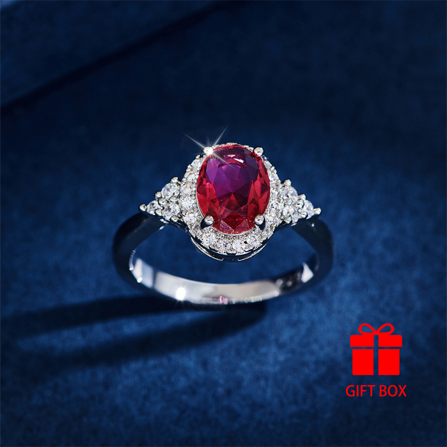 Red Cubic Zirconia Wedding Ring - Durable & Sparkling